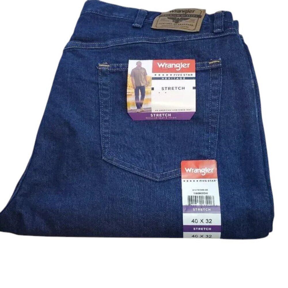 NEW Wrangler® SZ 40 x 32 Five Star Heritage Premium Denim Relaxed Stretch Jeans